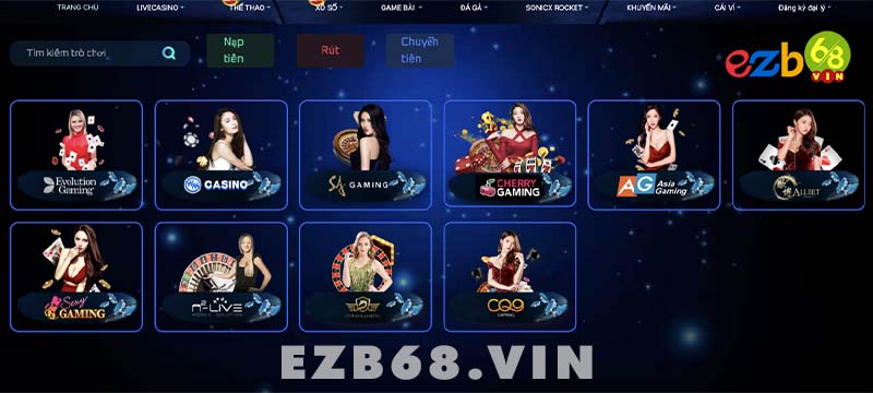 Casino online EZB68 với đa dạng trò chơi cá cược hot